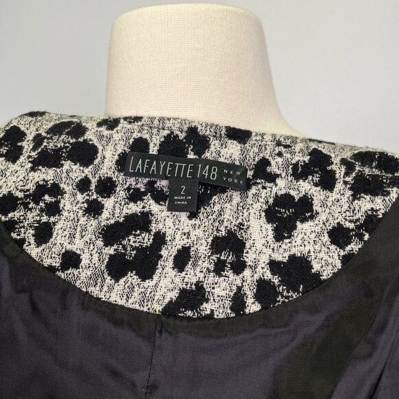 Lafayette 148 New York Wool Blend Leopard Print Black Blazer Jacket Women’s 2 - Picture 6 of 7